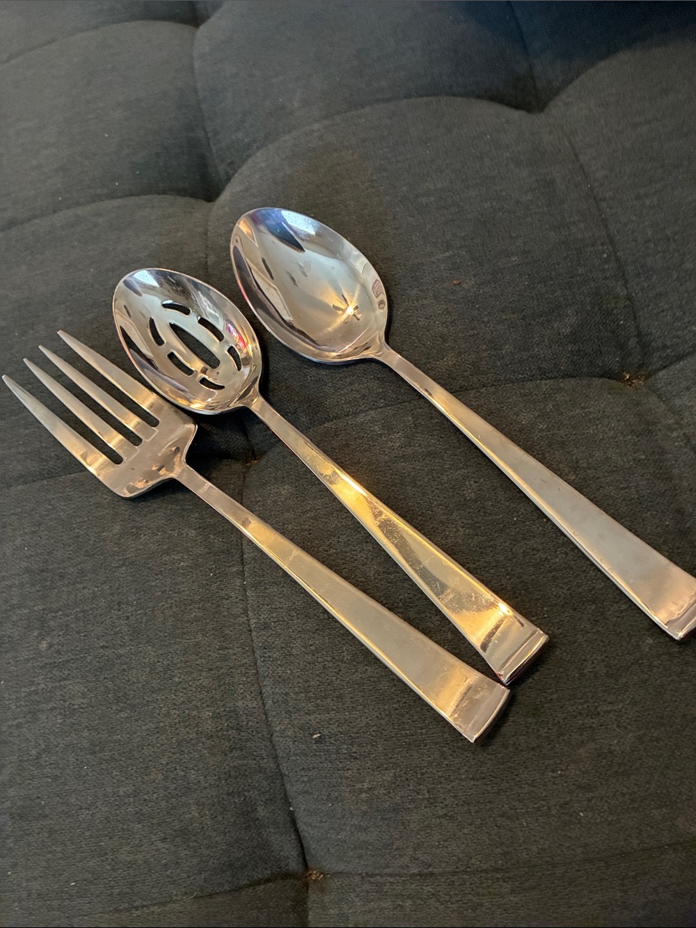 🌸Wallace Stainless Steel Serving Spoon, Slotted Spoon & Fork - Silver